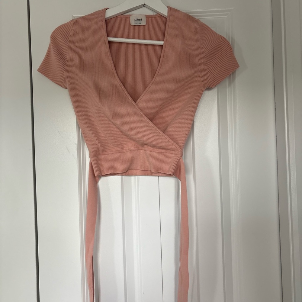 Wilfred Blush Pink Wrap Crop Top